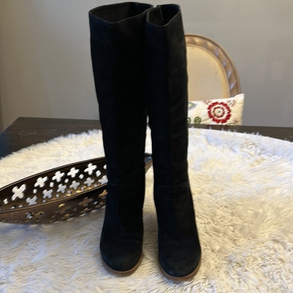 J.Crew Black Suede Calf Slouchy Heel Winter fall boots women size 7 - Picture 6 of 9